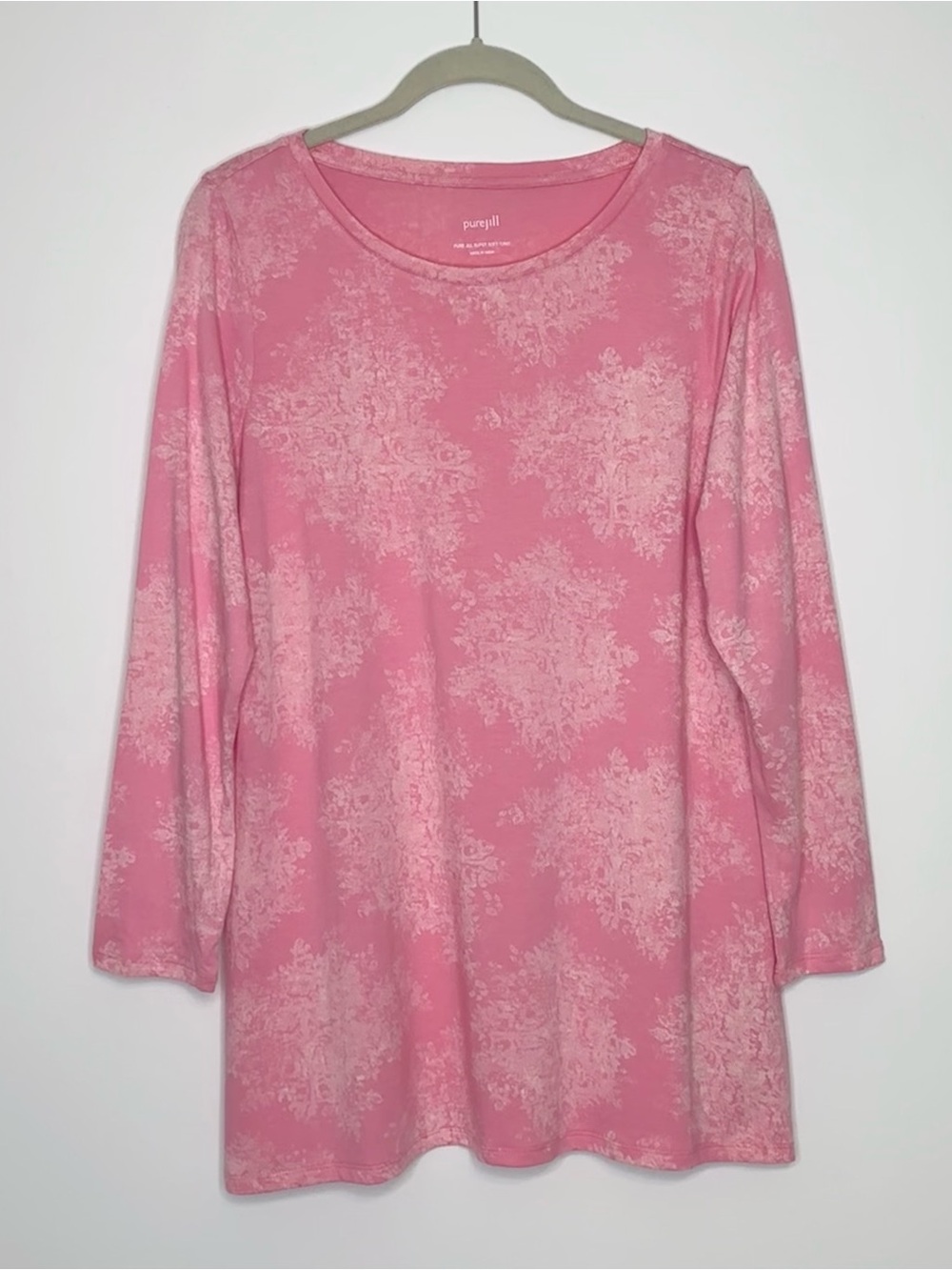 J Jill Pure Super Soft Tunic Pink Pima Cotton Modal Long Sleeve Lagenlook LP